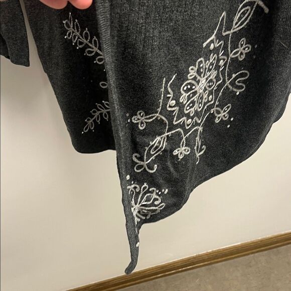 Coldwater Creek Dark Gray Embroidered Cardigan - Picture 3 of 5